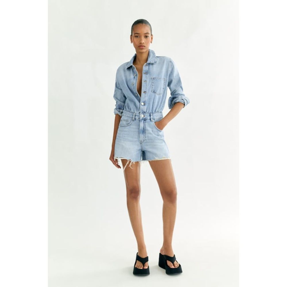 ZARA SHORT DENIM JUMPSUIT